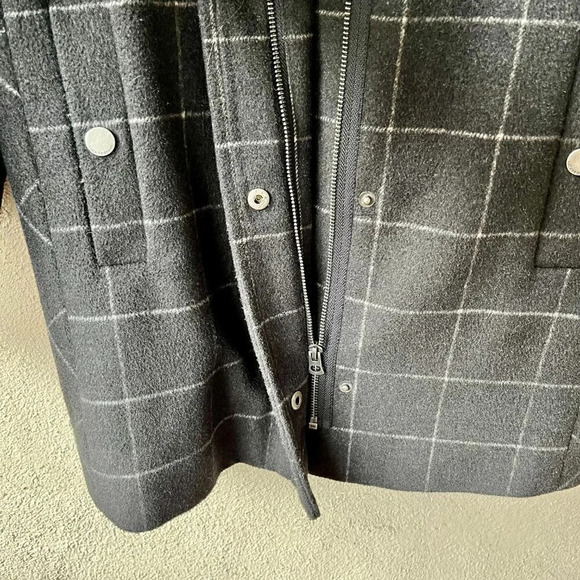 Lucky Brand Checkered Wool Blend Zip Front Coat Small - Picture 6 of 10